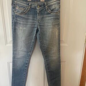Ag‎ Adriano Goldschmied Light Blue Skinny Jeans with Stud Accents